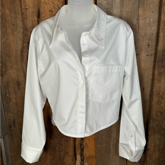 Citizens of Humanity Bea White Cropped Blouse-Size large - Picture 5 of 15